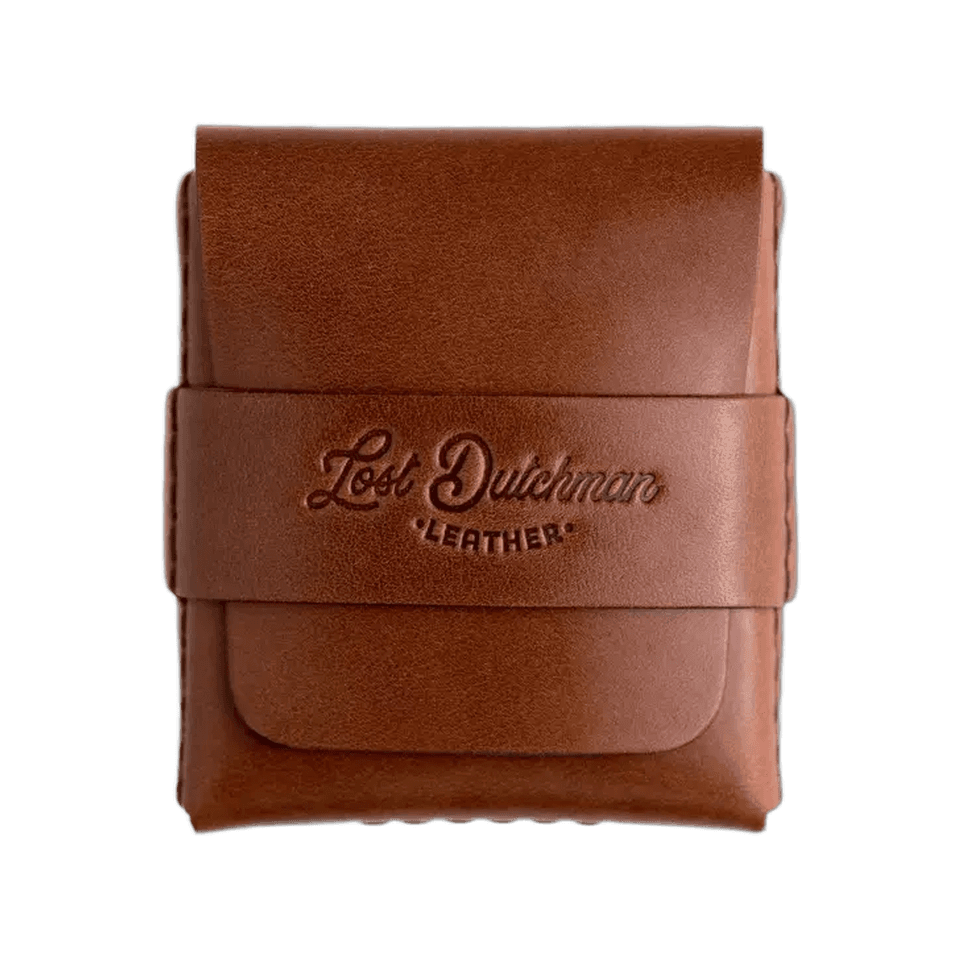 Brown Lost Dutchman Leather Big Finn wallet with a wraparound closure strap