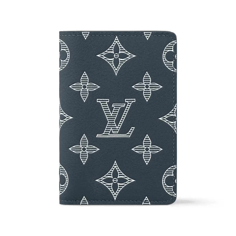 Louis Vuitton Pocket Organizer in dark blue leather with a white Monogram pattern