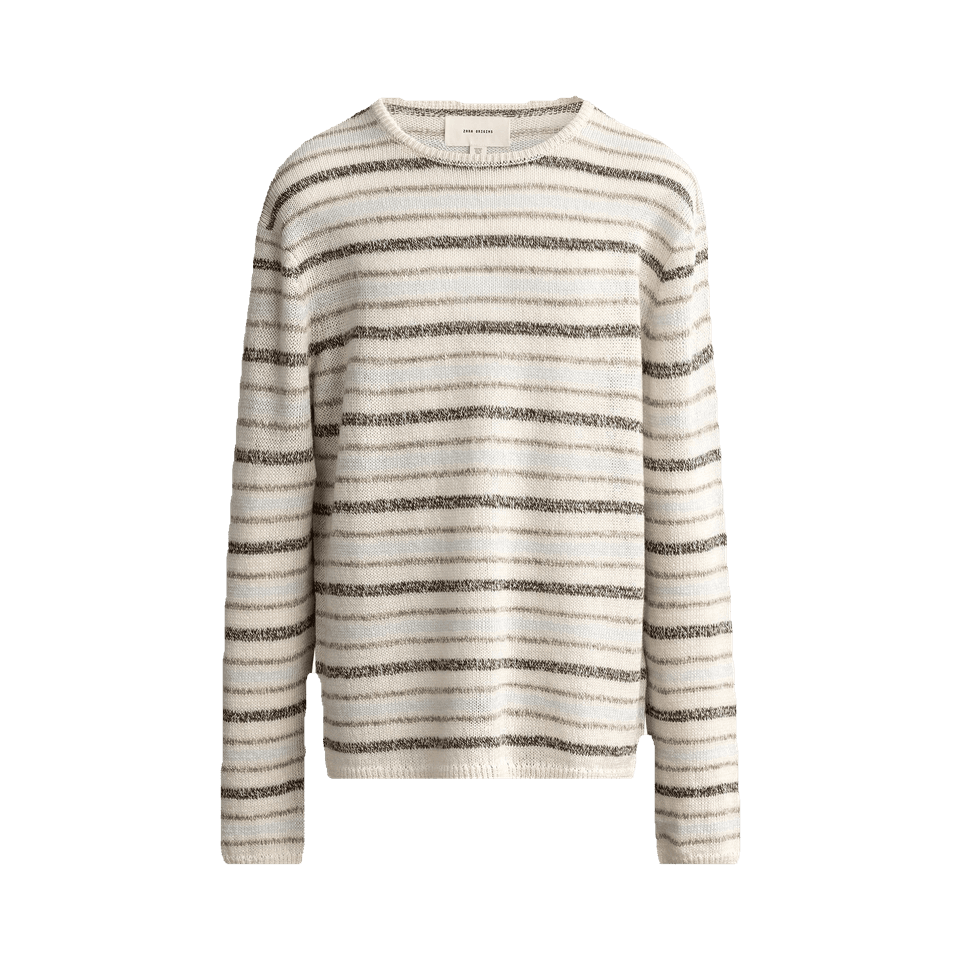 Zara linen and cashmere striped jumper in cream with brown stripes
