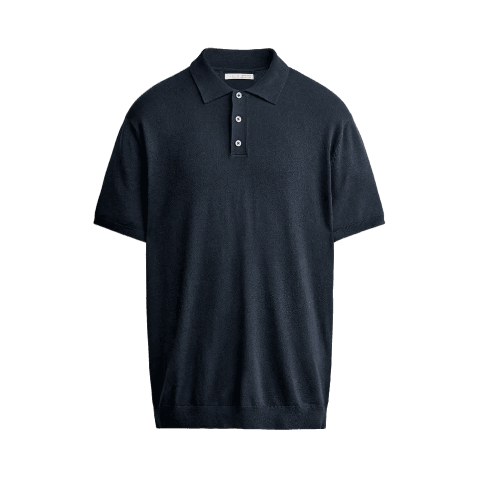 Navy Zara regular-fit knit polo shirt