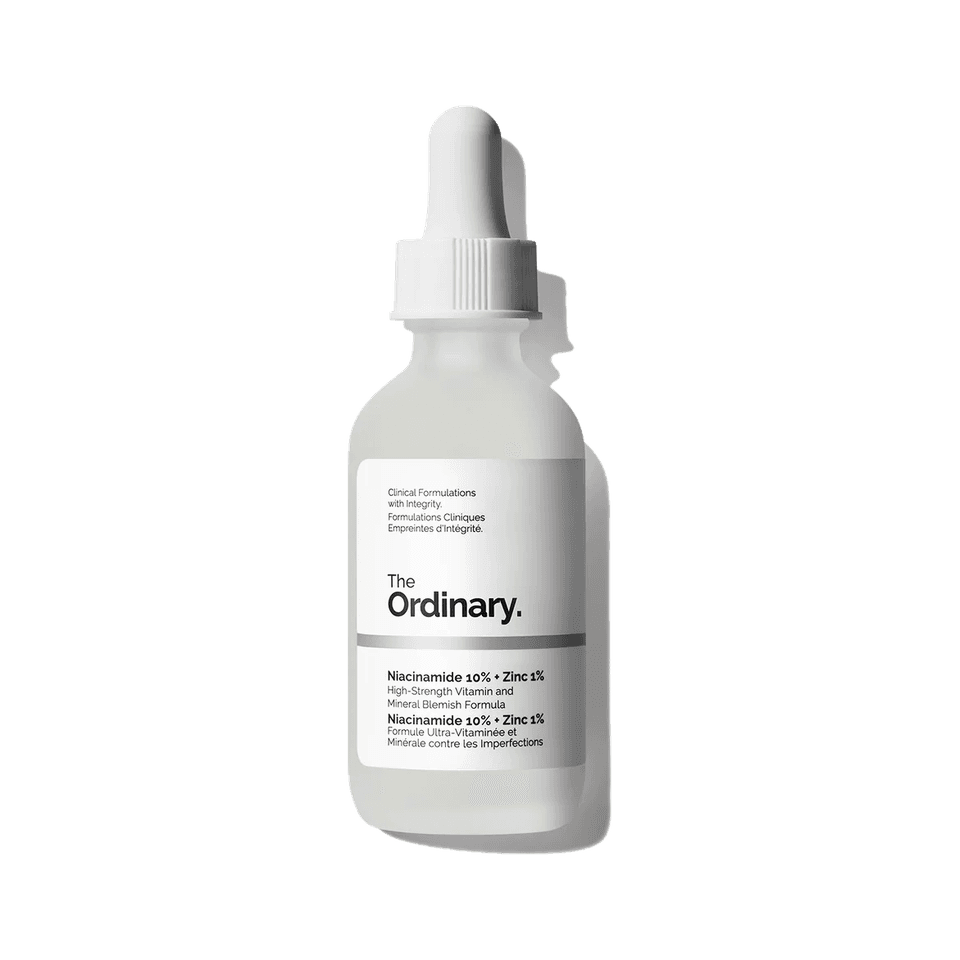 The Ordinary Niacinamide 10% + Zinc 1% serum bottle with dropper