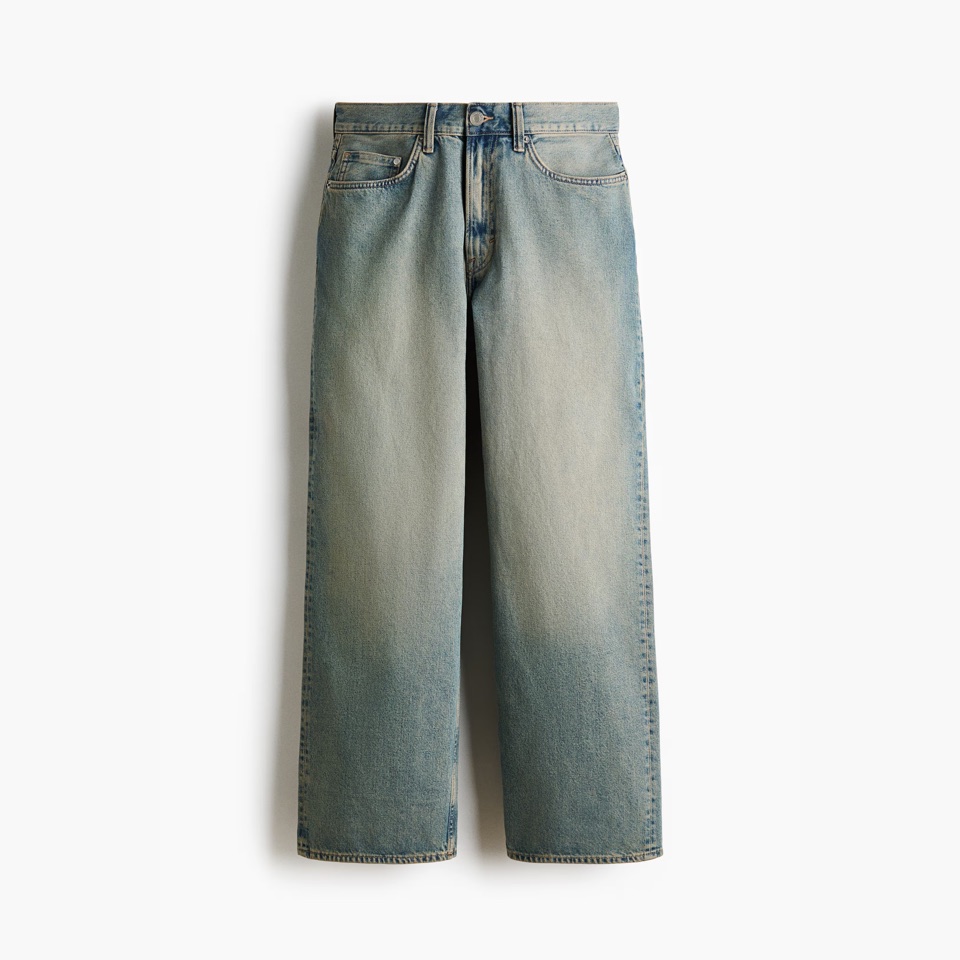 H&M washed denim blue baggy jeans