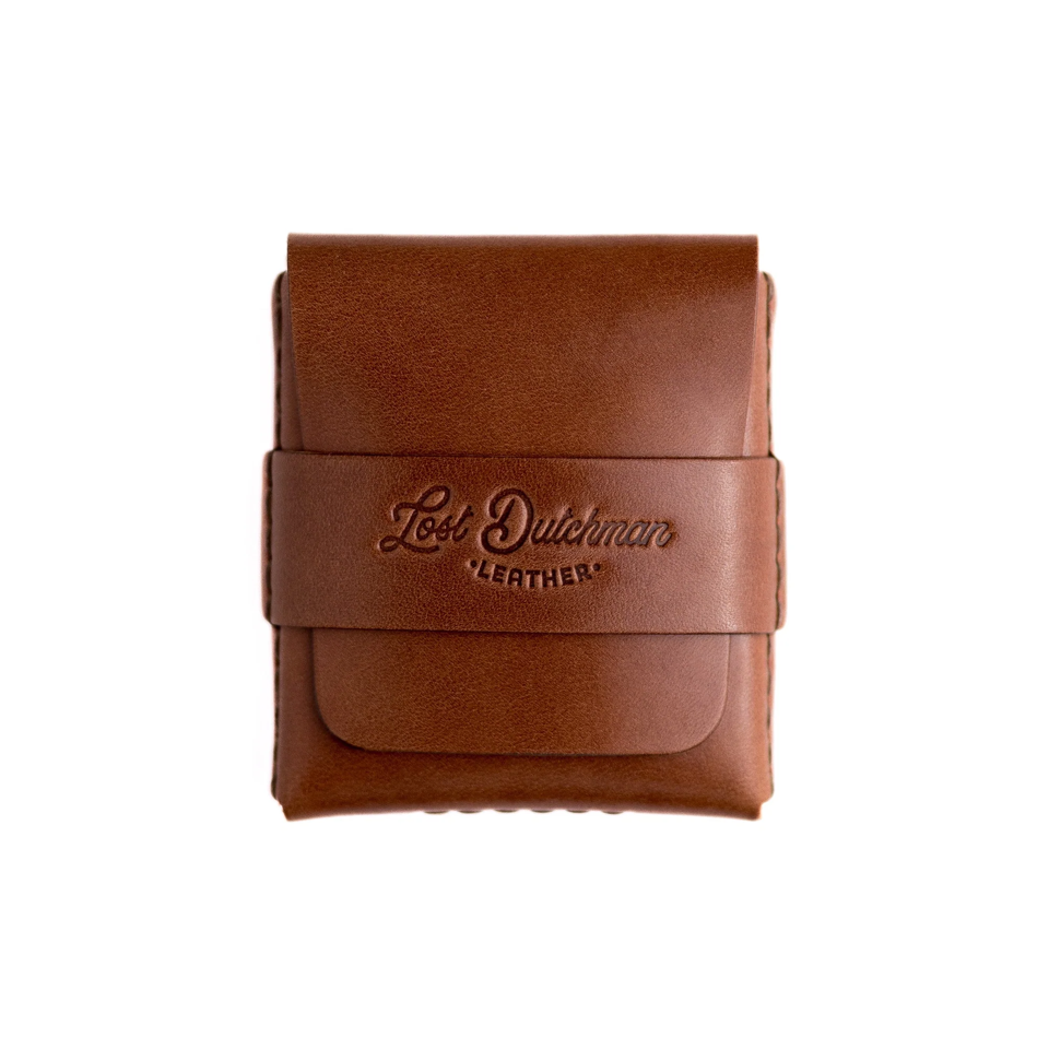 Brown Lost Dutchman Leather Big Finn wallet with a wraparound closure strap